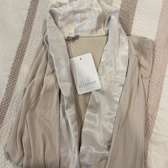 PJ Harlow Rib Knit Cardigan With Satin Trim Shelby - Picture 2 of 2